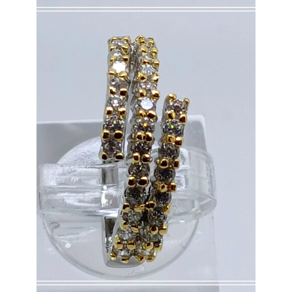 Elegant Vintage White Yellow Gold Plated Cocktail Sim Diamond CZ Ring Size 8